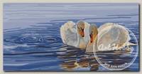 Канва/ткань с рисунком 'Collection D`Art' серия 13.000 110 см х 60 см 13983 'Два лебедя'