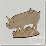 Заготовка для декорирования 'Mr. Carving' ВД-582 Свинка фанера на подставке с цветами (10х13 см)