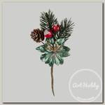 'Blumentag' VDD-46 Веточка декоративная с шишкой и ягодами 1 шт. 15 см 01