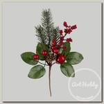 'Blumentag' VDD-67 Веточка декоративная с шишкой и ягодами 1 шт. 24 см 01