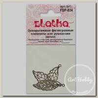 'Zlatka' Филигранные элементы FDP-024 2.3 см лист 6 шт под античное серебро