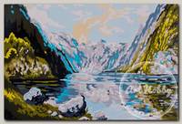 Канва/ткань с рисунком 'Collection D`Art' серия 6.000 30 см х 40 см 6128 Горное озеро