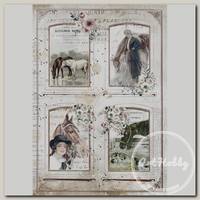 'Stamperia' Бумага рисовая DFSA4581 21 x 29.7 см Horses 4 frames / Лошади, 4 рамочки