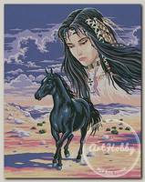 Канва/ткань с рисунком 'Collection D`Art' серия 11.000 60 см х 50 см 11453 Девушка и лошадь