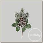 'Blumentag' VDD-65 Веточка декоративная заснеженная с ягодами и шишкой 1 шт. 16 см 01
