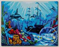 Канва/ткань с рисунком 'Collection D`Art' серия 11.000 60 см х 50 см 11519 Затонувший фрегат