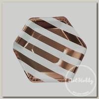 'Патибум' Тарелки бумажные White/Rose Gold d 20 см 18 см 6 шт. 'Полоска'