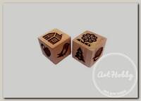 'S-CHIEF' SHF-0200 Деревянный кубик с узором 01 Домик в деревне