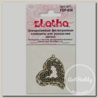 'Zlatka' Филигранные элементы FDP-030 2.5 см сердце 4 шт под золото