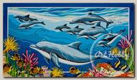 Канва/ткань с рисунком 'Collection D`Art' серия 12.000 80 см х 60 см 12981 Дельфины