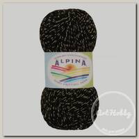 Пряжа ALPINA 'ANITA' 94% мерс. хлопок 3% мет. полиэс. 3% мет. полиам. с люрексом 50 г 275 м №002 ЧЕРНЫЙ
