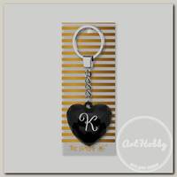 'Be Happy' Брелок 'Сердечко' B&G 4.3 х 4 см 'К', чёрный 54