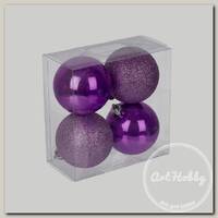 'SNOWEEKON' SNW-01 Набор елочных игрушек 'Шар' D. 5.8 см 4 шт. №16 фиолетовый, ассорти